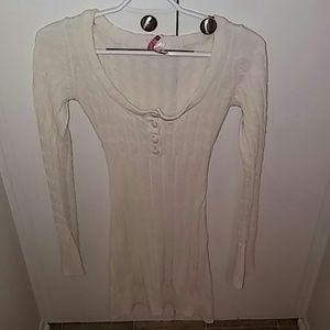Off white form fitted sweater dress